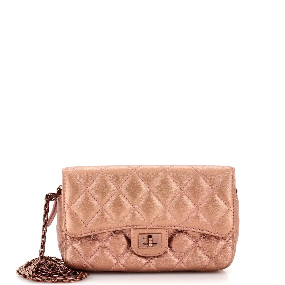 Chanel Reissue 2.55 Flap Phone Holder With Chain Quilted Metallic Aged Calfskin